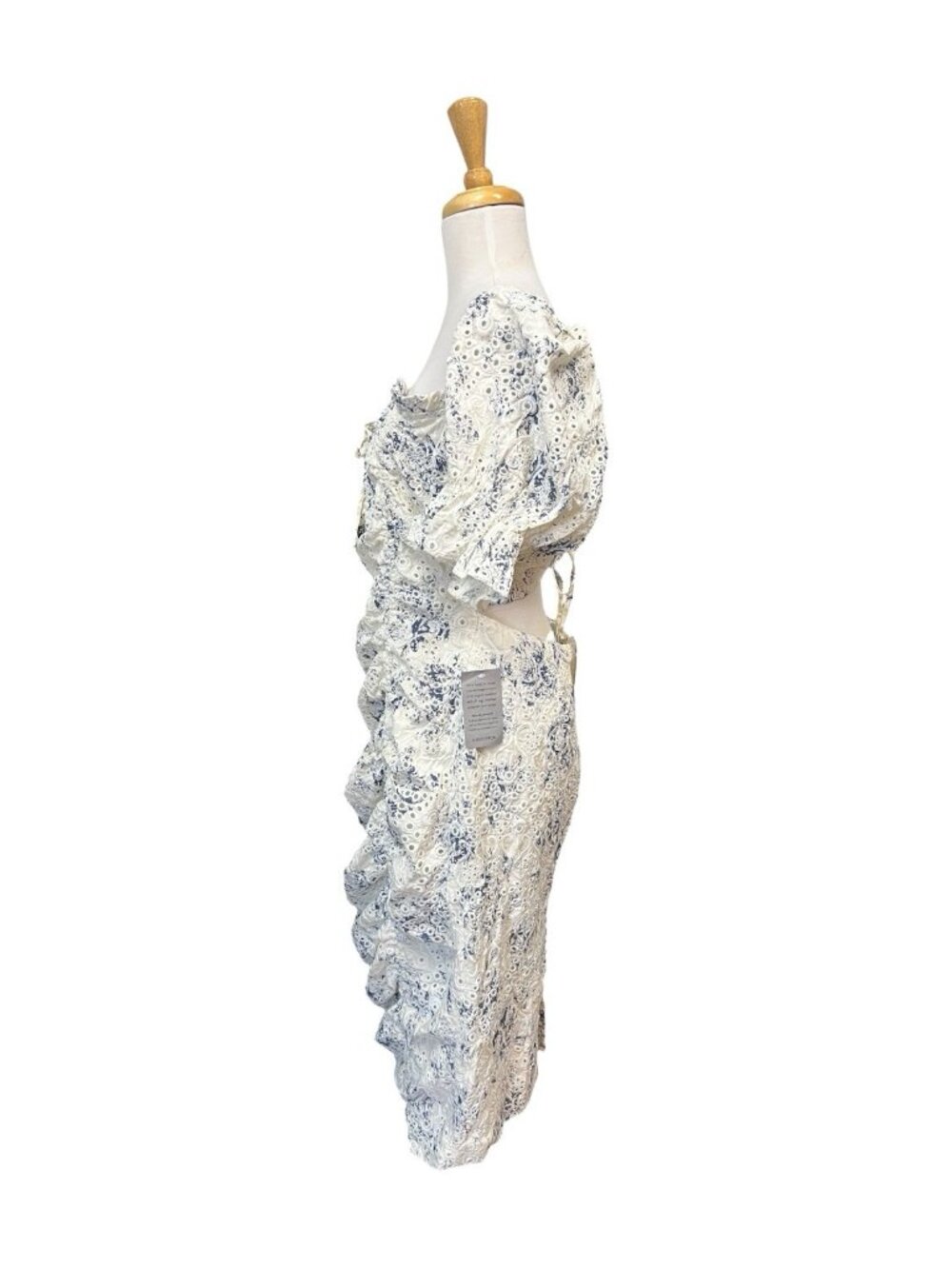 Lavish Alice White Printed Broderie Anglaise Midi Dress Size 14 Floral Lace - Picture 3 of 8